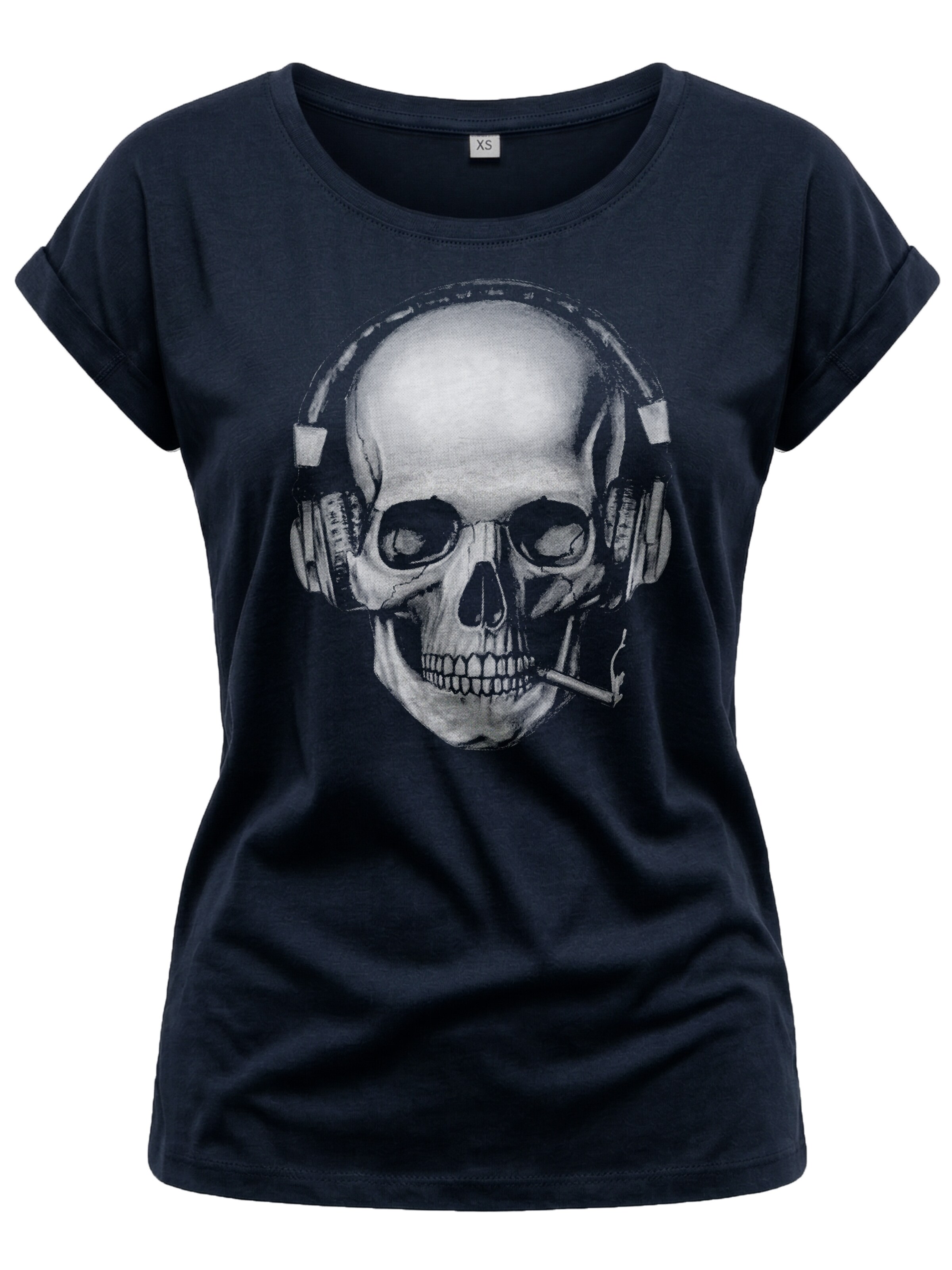 MAKAYA Shirt 'Smoking Skull' in Blue: front