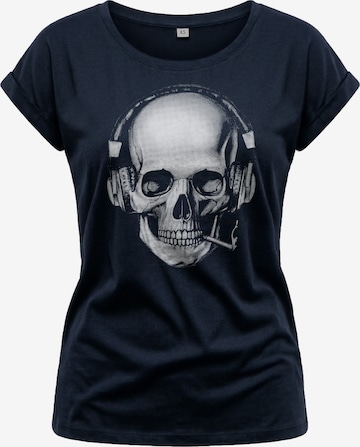 MAKAYA Shirt 'Smoking Skull' in Blue: front