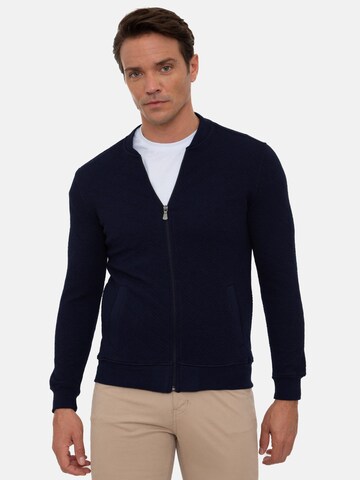 Sir Raymond Tailor Zip-Up Hoodie 'Brescia' in Blue: front