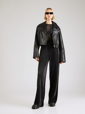 PIECES Wide Leg Hose 'PCLULINA' in Schwarz