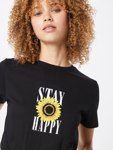 NEW LOOK T-Shirt 'STAY HAPPY' in Schwarz