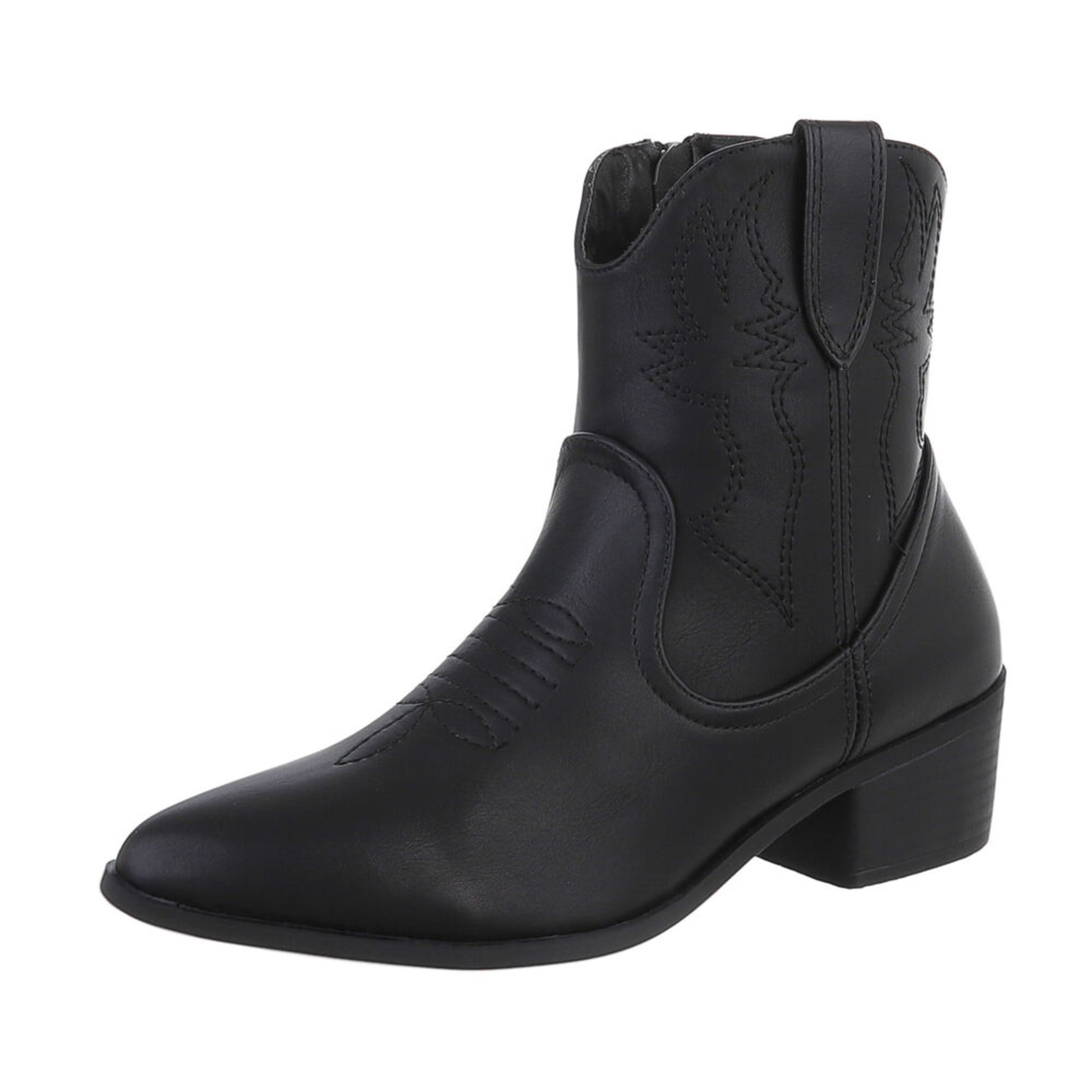 Ital-Design Stiefelette in Schwarz: Vorderseite