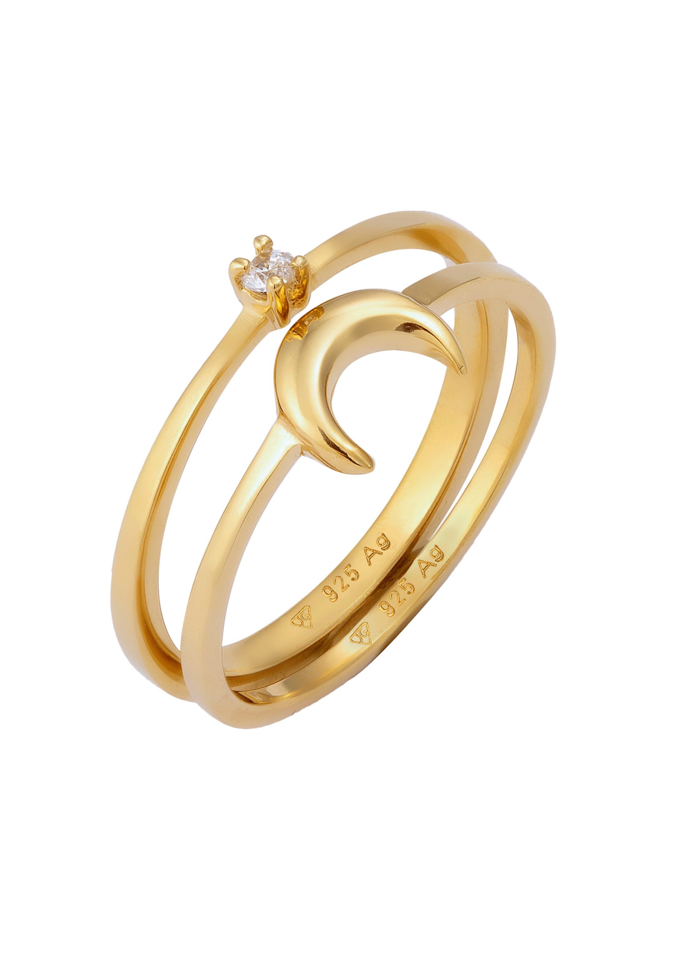 ELLI Ring 'Halbmond' in Goud: voorkant