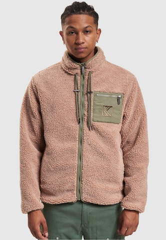 Veste en polaire Karl Kani en beige : devant