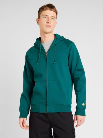 Carhartt WIP - Sudadera con cremallera en verde: frente