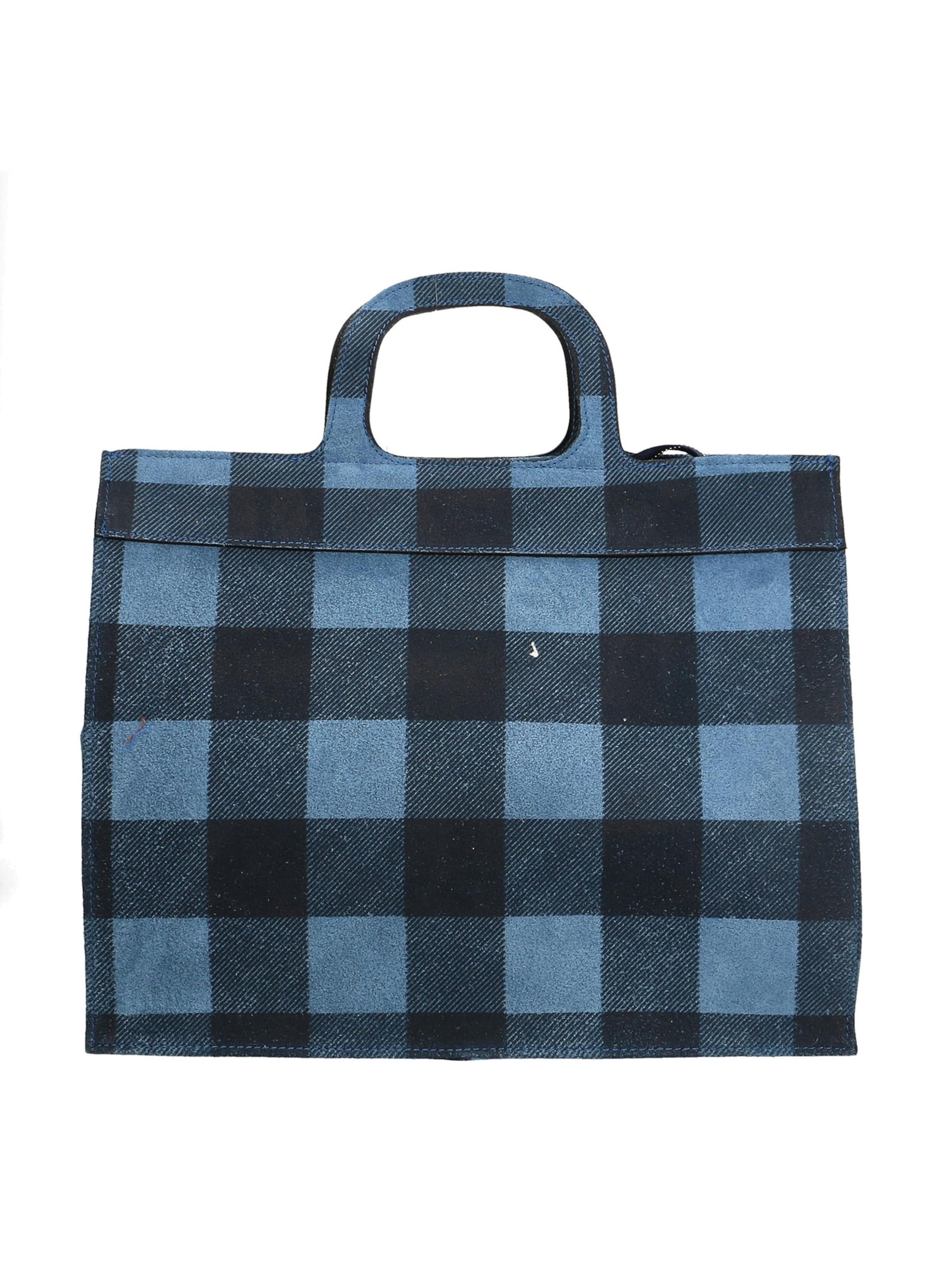 Borsa a mano 'Borsa a Mano Donna Ivy Design Vera Pelle Scamosciata Made in Italy' di Gave Lux in blu: frontale