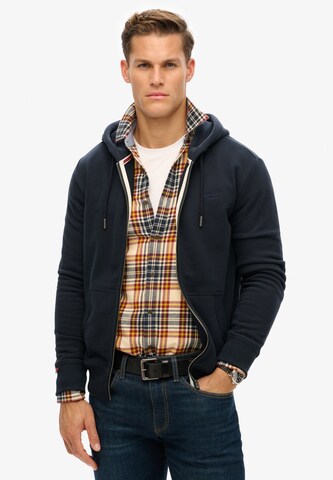 Superdry Sweat jacket 'Essential' in Blue: front