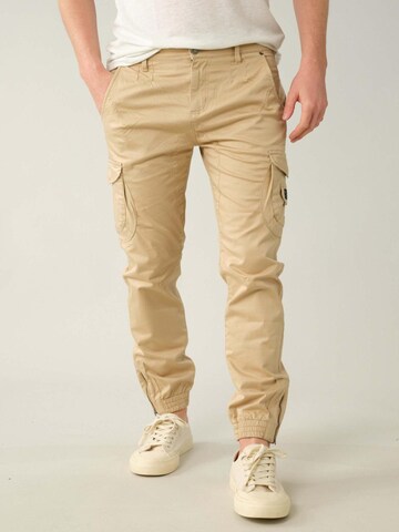 Deeluxe Tapered Cargobroek 'Garden' in Beige: voorkant