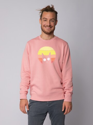 Felpa ' Sunset Cat ' di Watapparel in rosa: frontale