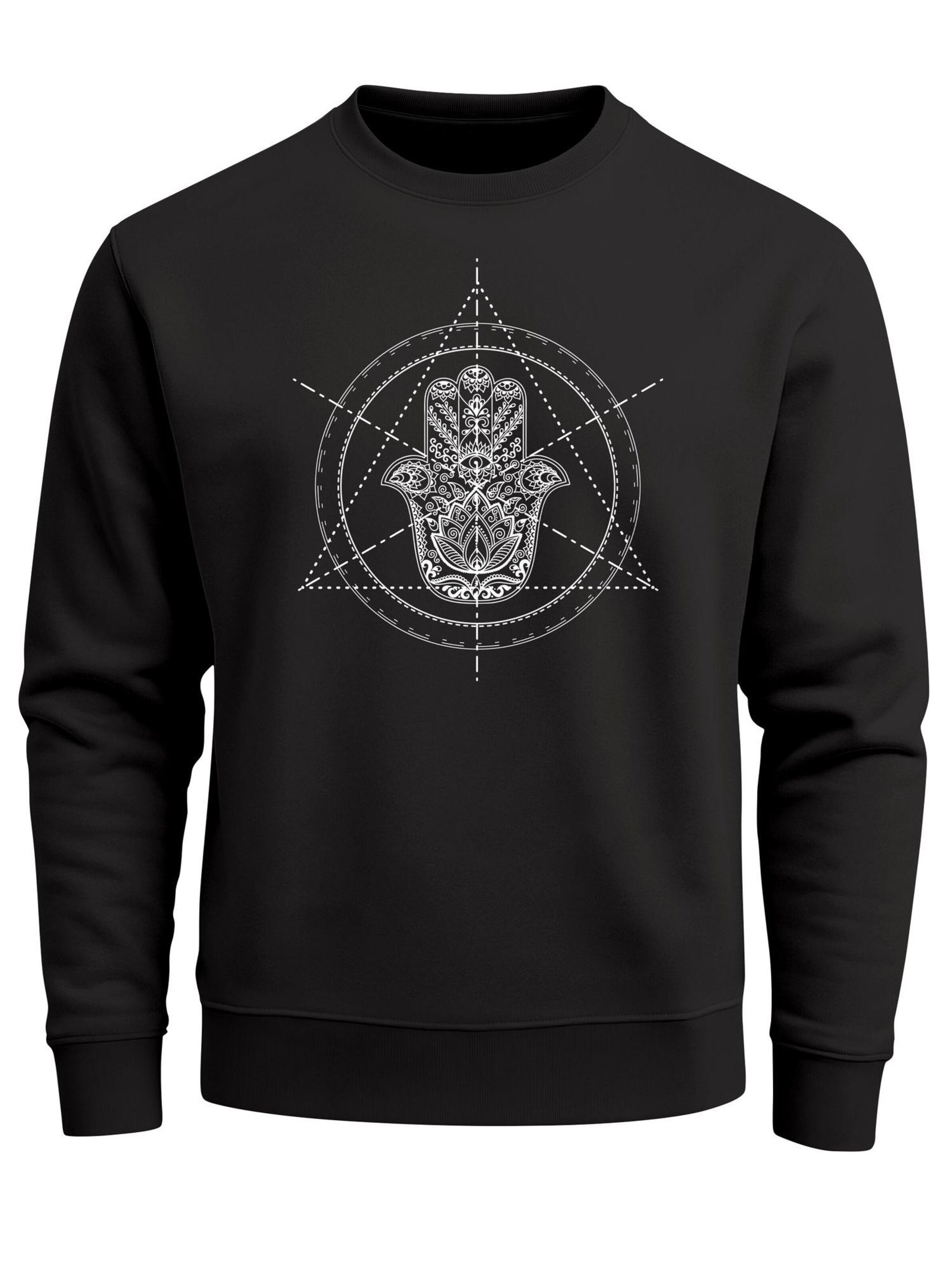 Neverless Sweatshirt 'Hamsa Hand' in Black: front