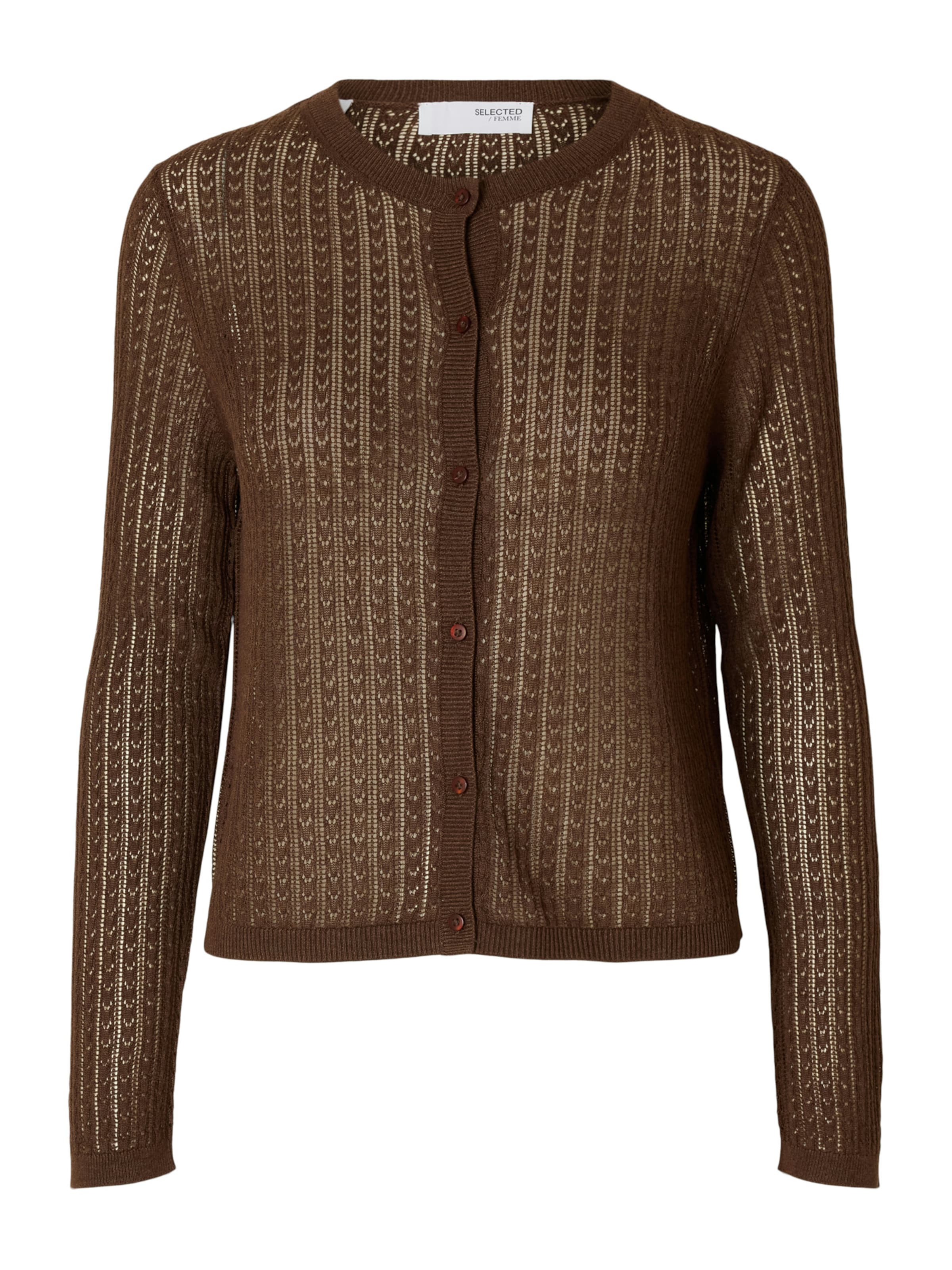SELECTED Gebreid vest in Bruin: voorkant