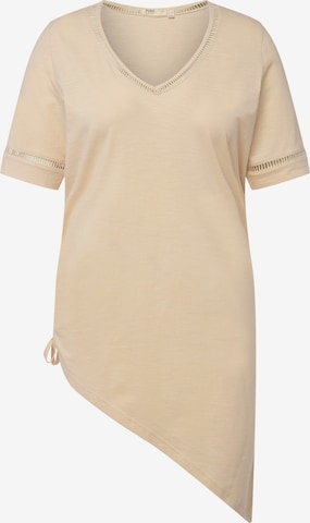 T-shirt Ulla Popken en beige : devant