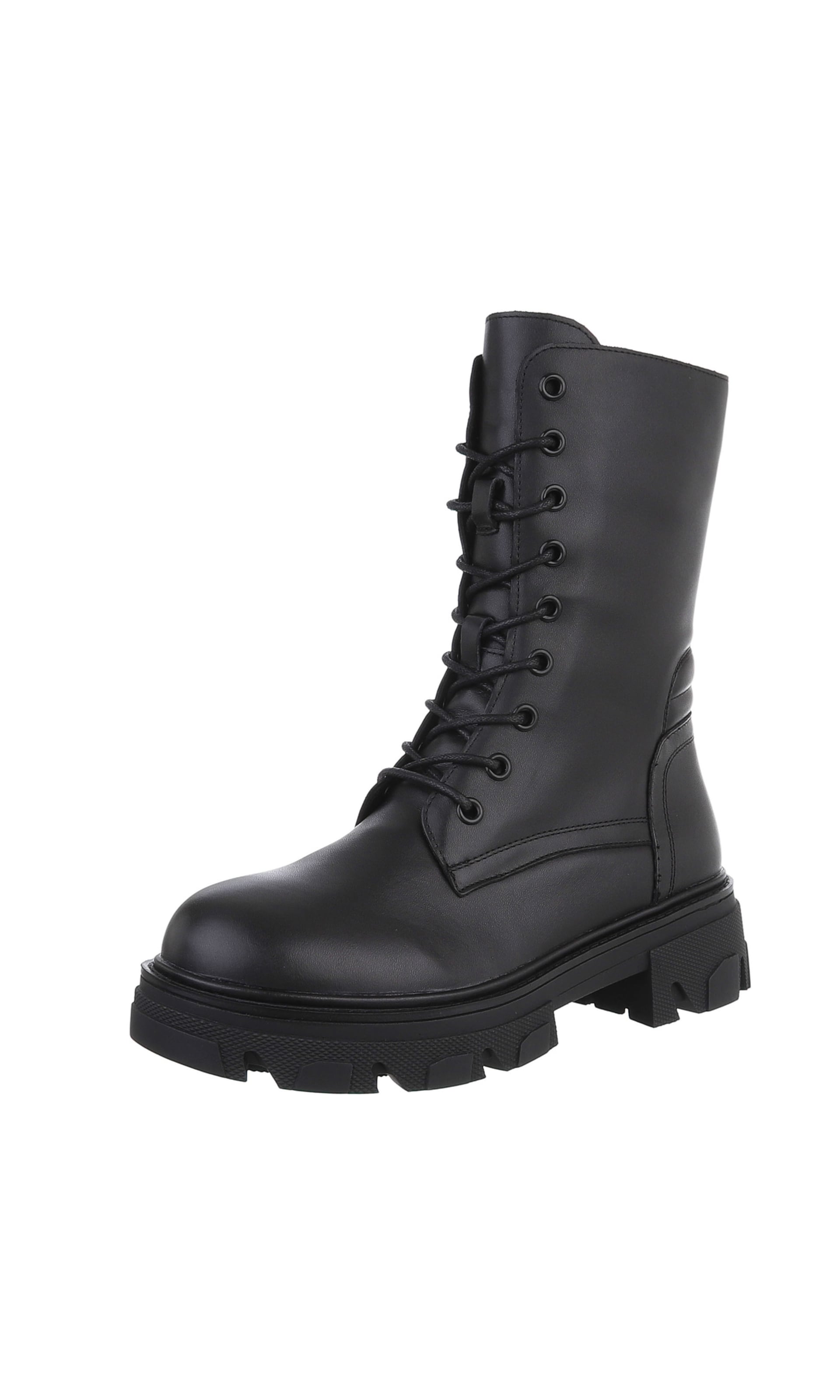 Ital-Design Schnürstiefelette in Schwarz: Vorderseite