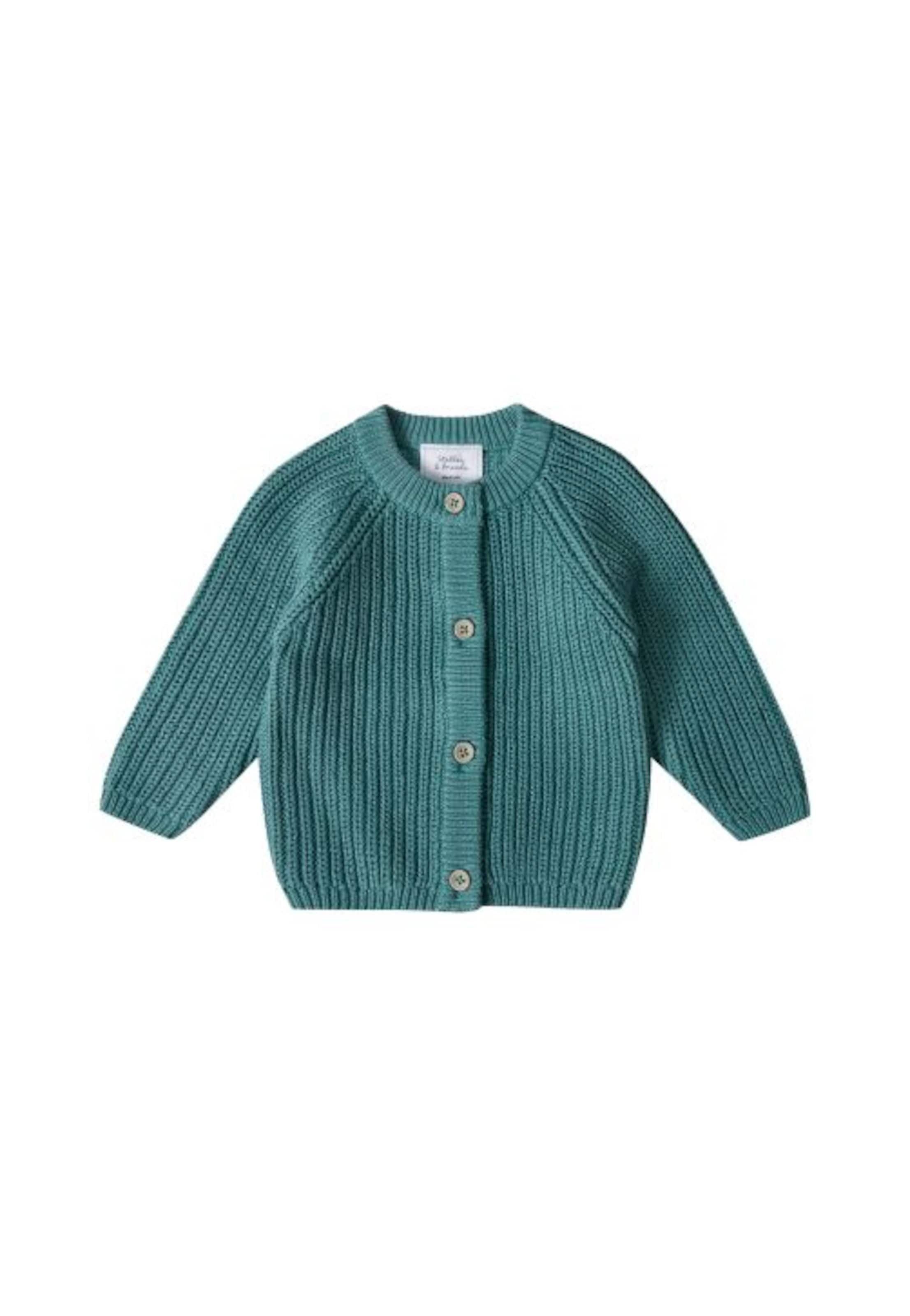Stellou & Friends Knit cardigan in Green: front