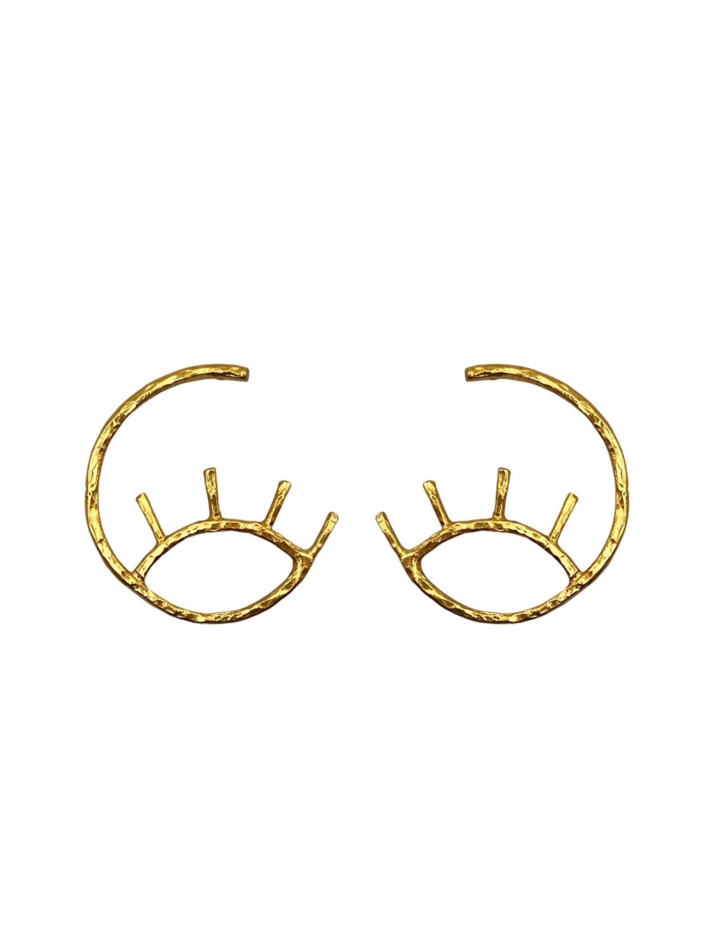 Les Reines Boucles d'oreilles 'Eye of the Sun' en 4,8 cm en or, Vue avec produit