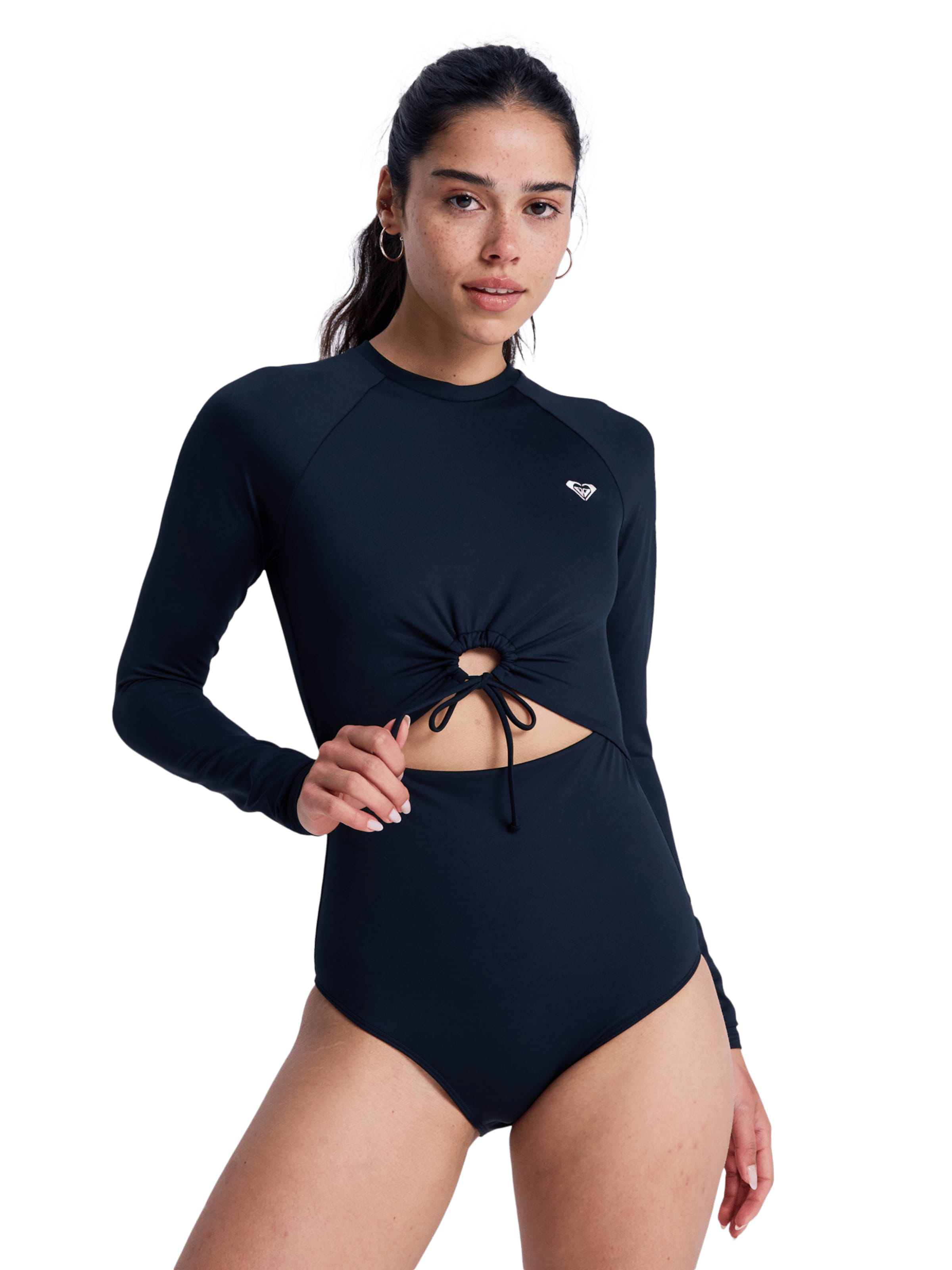 ROXY High neck Sportbadeanzug 'Essential' in Grau: Vorderseite