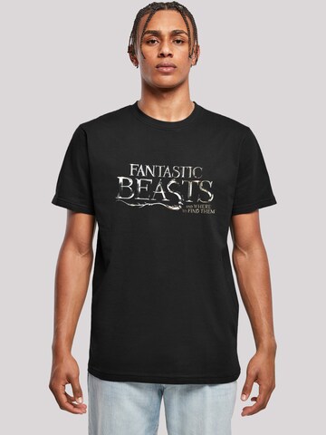 F4NT4STIC Shirt 'Phantastische Tierwesen Fantastic Beasts Text Logo' in Schwarz: Vorderseite