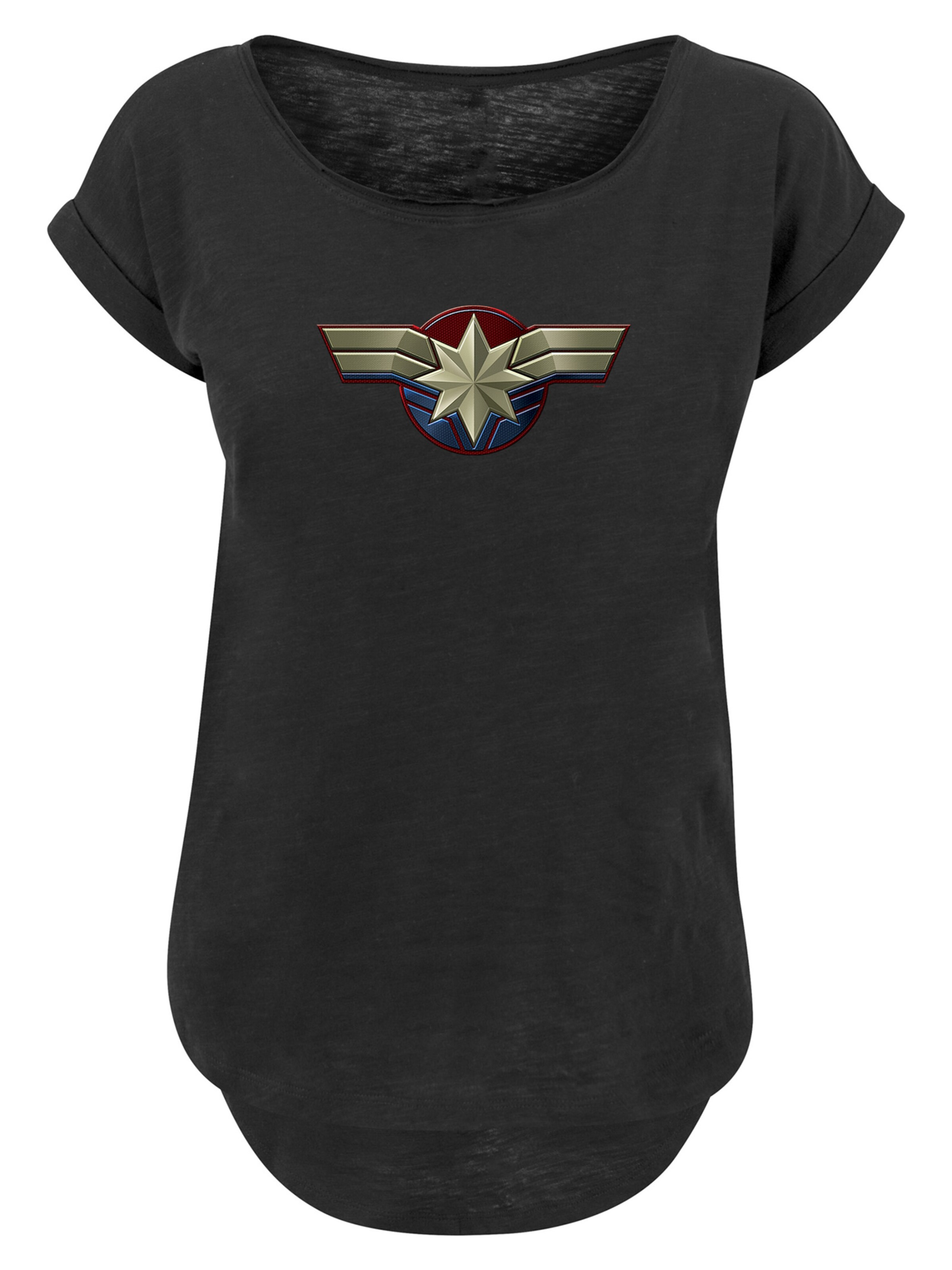 T-shirt 'Captain Marvel Chest Emblem' F4NT4STIC en noir : devant