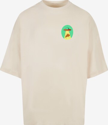 Mister Tee T-Shirt 'Ufo Pizza' in Beige: predná strana