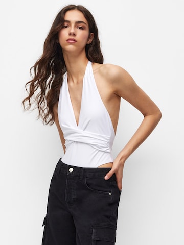 Pull&Bear Rövid body - fehér: elől