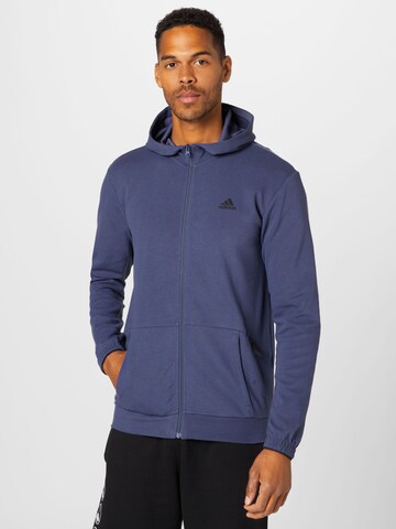 ADIDAS SPORTSWEAR Sports sweat jacket 'Aeroready ' in Blue: front