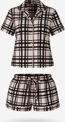 LEAFLETIC Shorty 'Leafletic Women’s Check Night Wear Short Set for Women' in Beige: Vorderseite