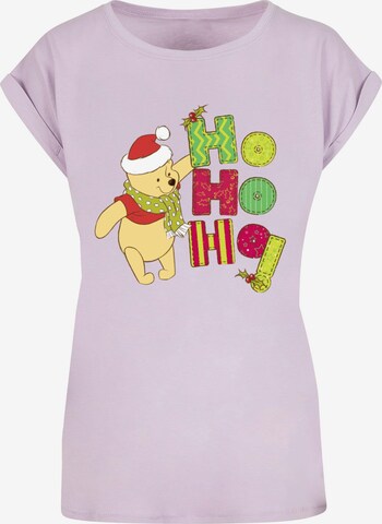 ABSOLUTE CULT T-Shirt 'Winnie The Pooh - Ho Ho Ho Scarf' in Lila: predná strana