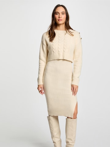 Morgan Gebreide jurk in Beige