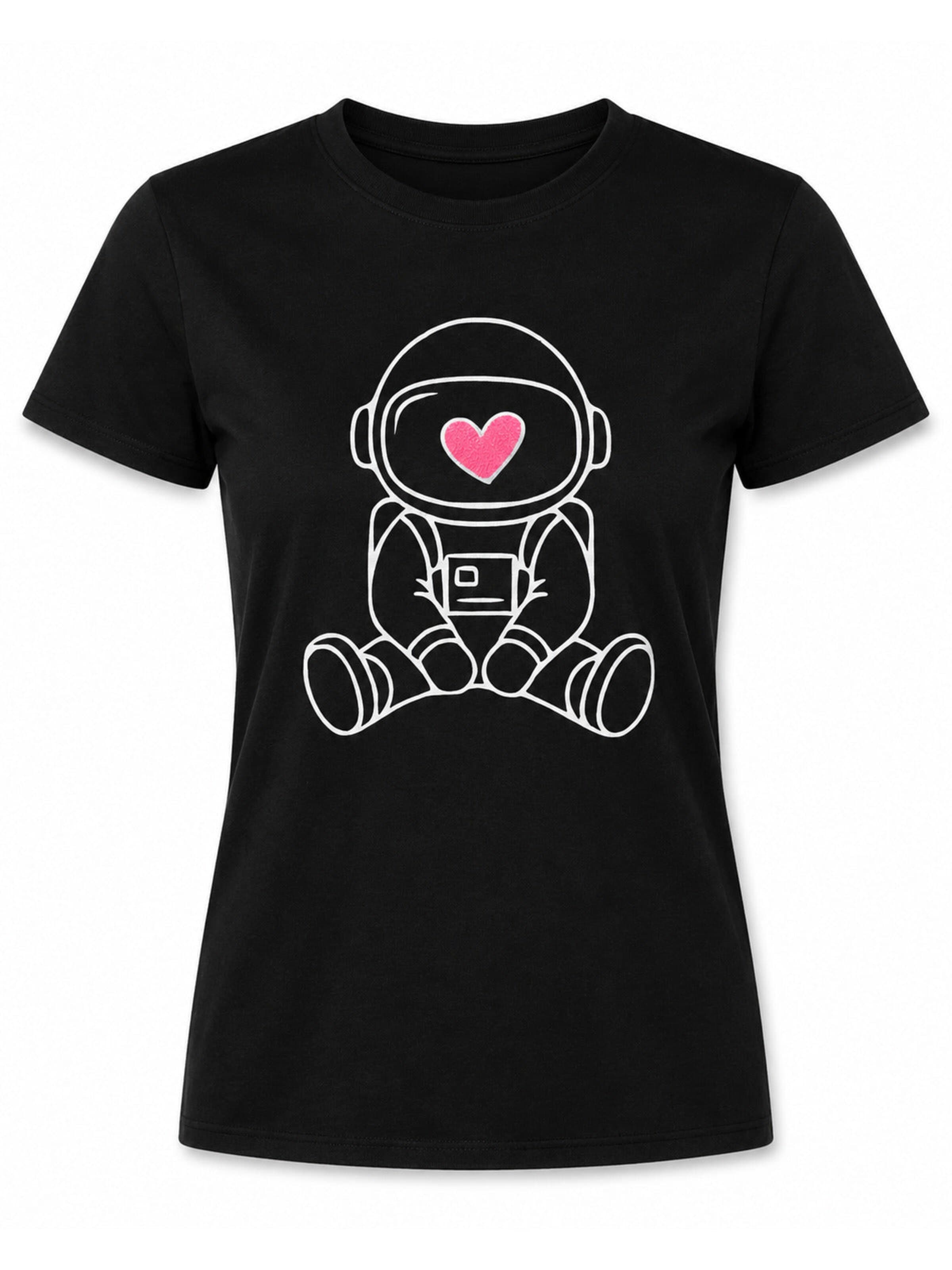 Printdistrict.dk Shirts 'Astronaut Heart' i sort: forside