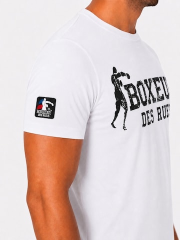 Boxeur des Rues - Camiseta 'Herren T-Shirt Slim Fit Boxeur des Rues, Weiß, Schwarzes Logo, Premium-Baumwolle' en blanco