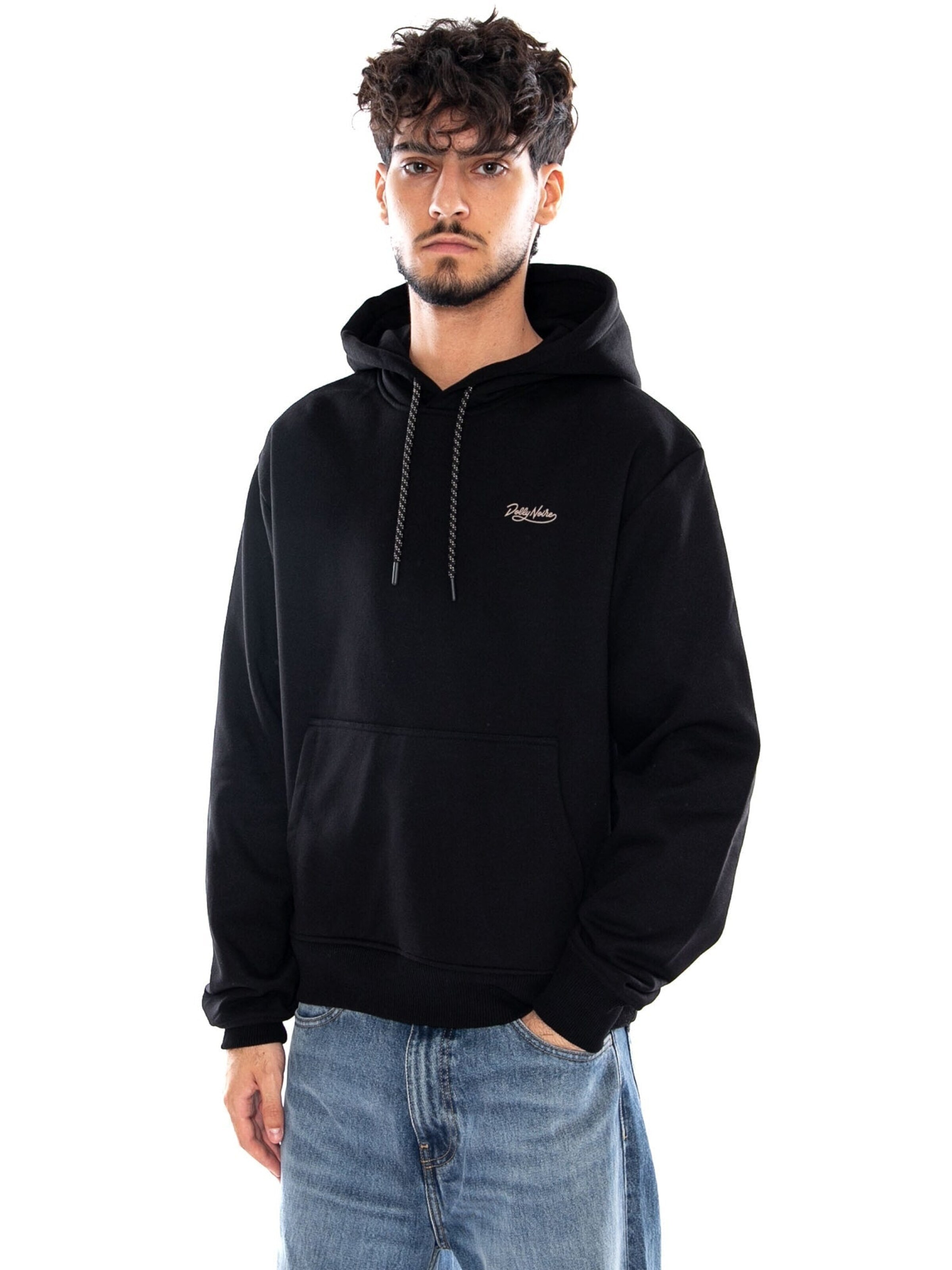 Felpa 'ASSO DI BASTONI HOODIE BLACK' di DOLLY NOIRE in nero: frontale