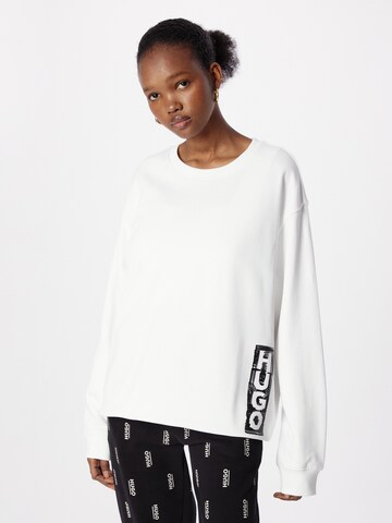 HUGO Sweatshirt 'Deroxane' in Wit: voorkant
