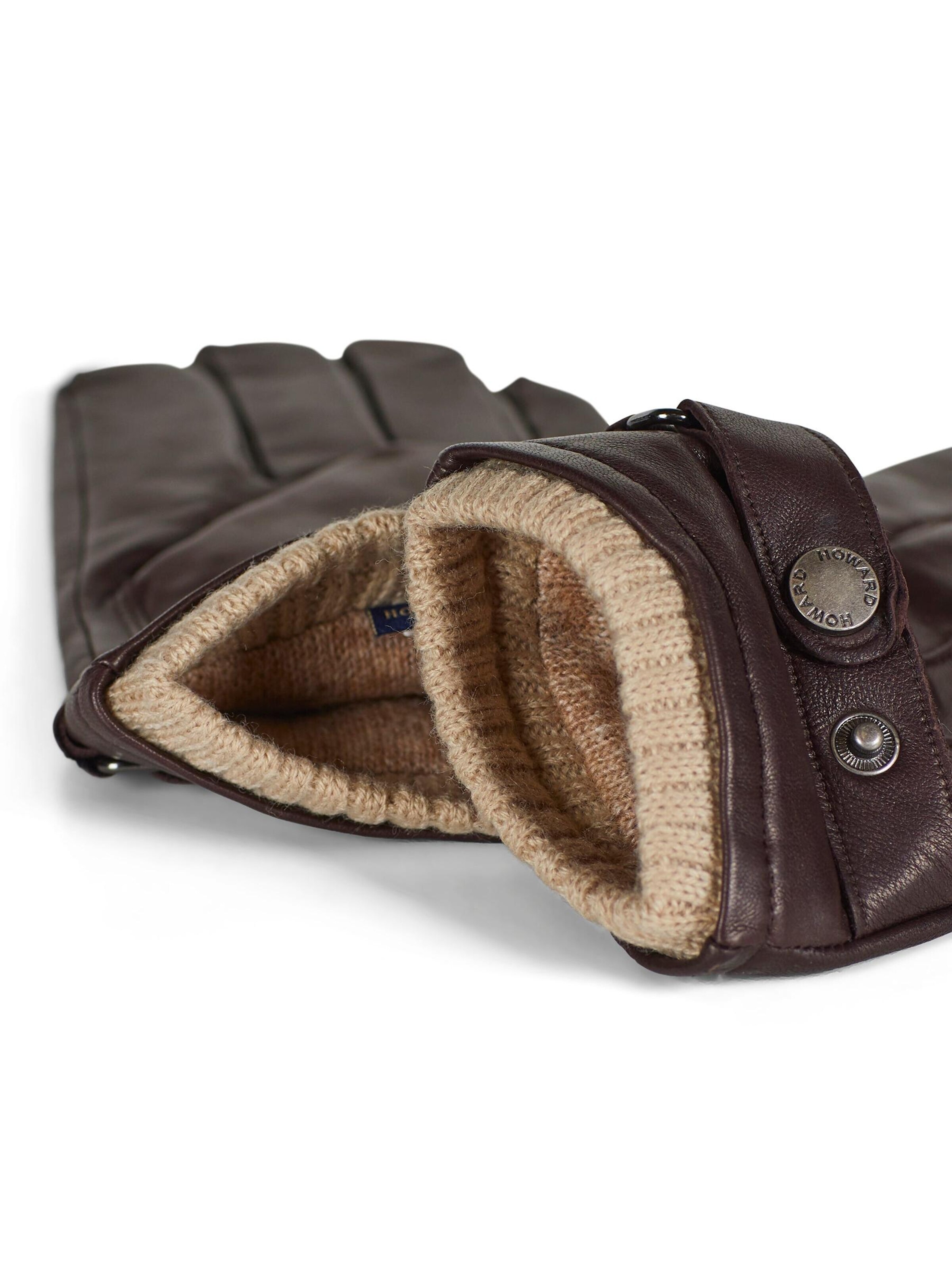 Howard London - Guantes con dedos 'Leather Gloves Smith Dark Brown' en marrón