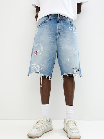 Pull&Bear Baggy Shorts in Blau: Vorderseite