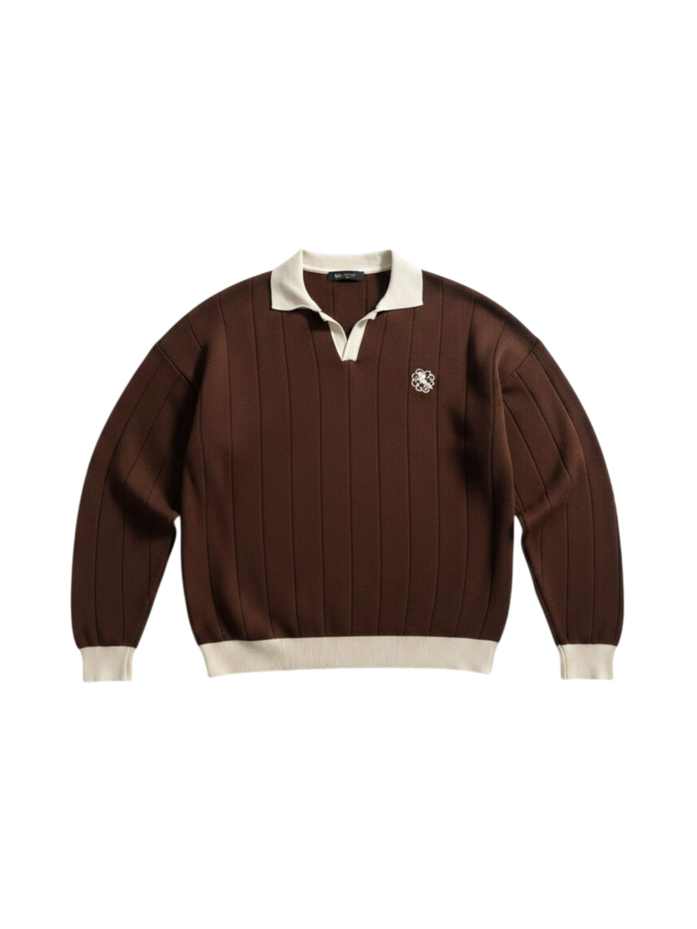 Kleidermafia Tröja 'Oversized Embroidered Polo Sweater - Brown' i brun: framsida