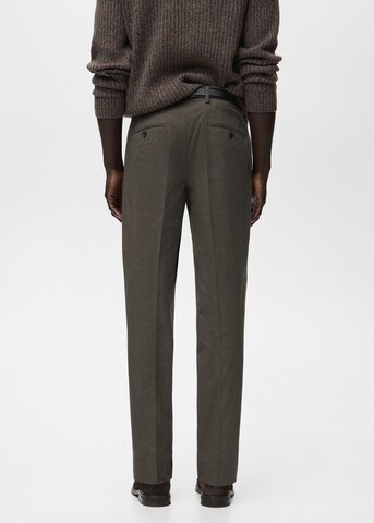 MANGO MAN Slim fit Pleated Pants 'Brest' in Brown