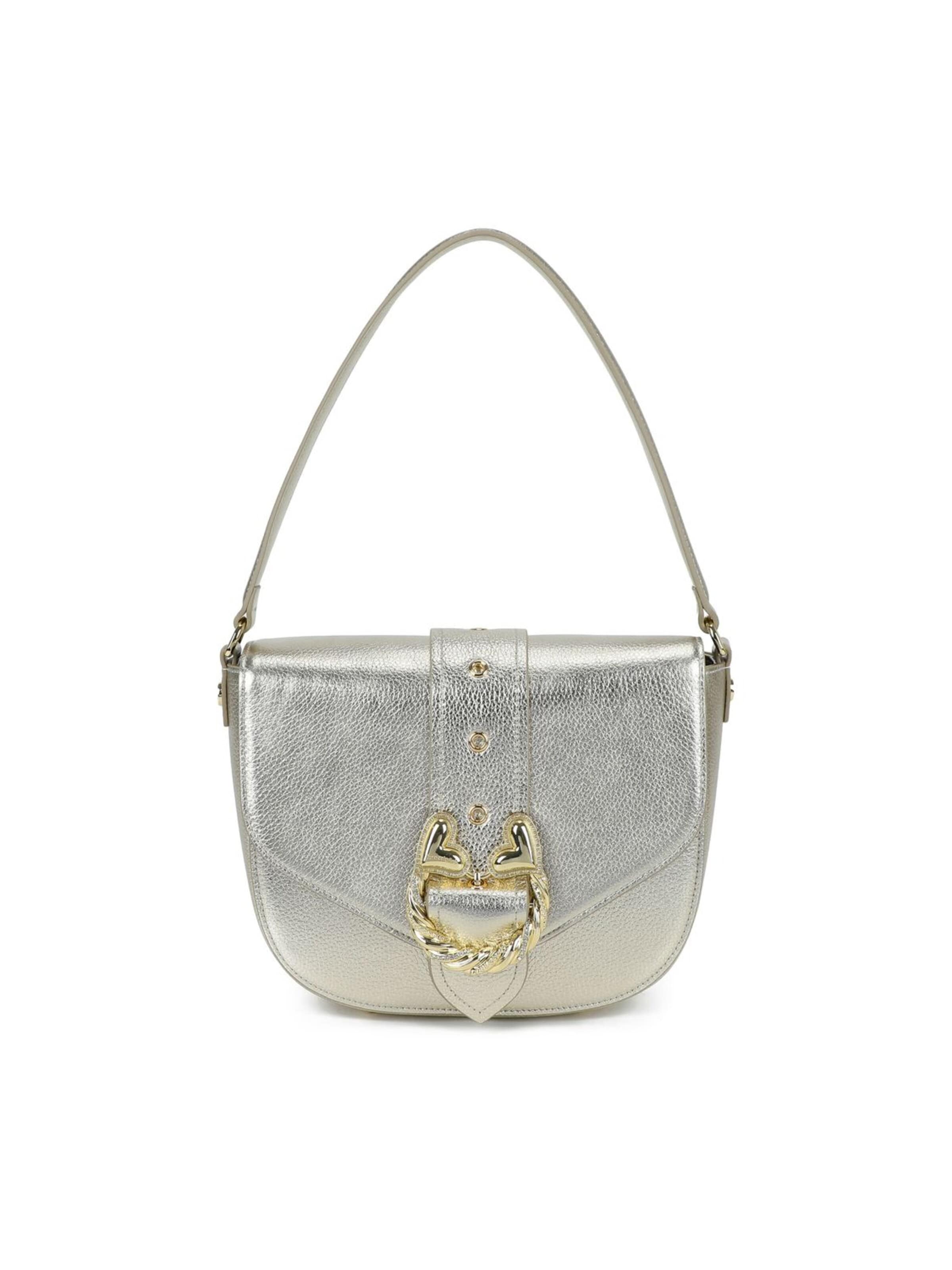 Borsa a spalla 'Baroque' di Braccialini in argento: frontale