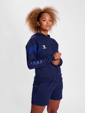 Hummel Athletic Zip-Up Hoodie 'TRAVEL' in Blue: front