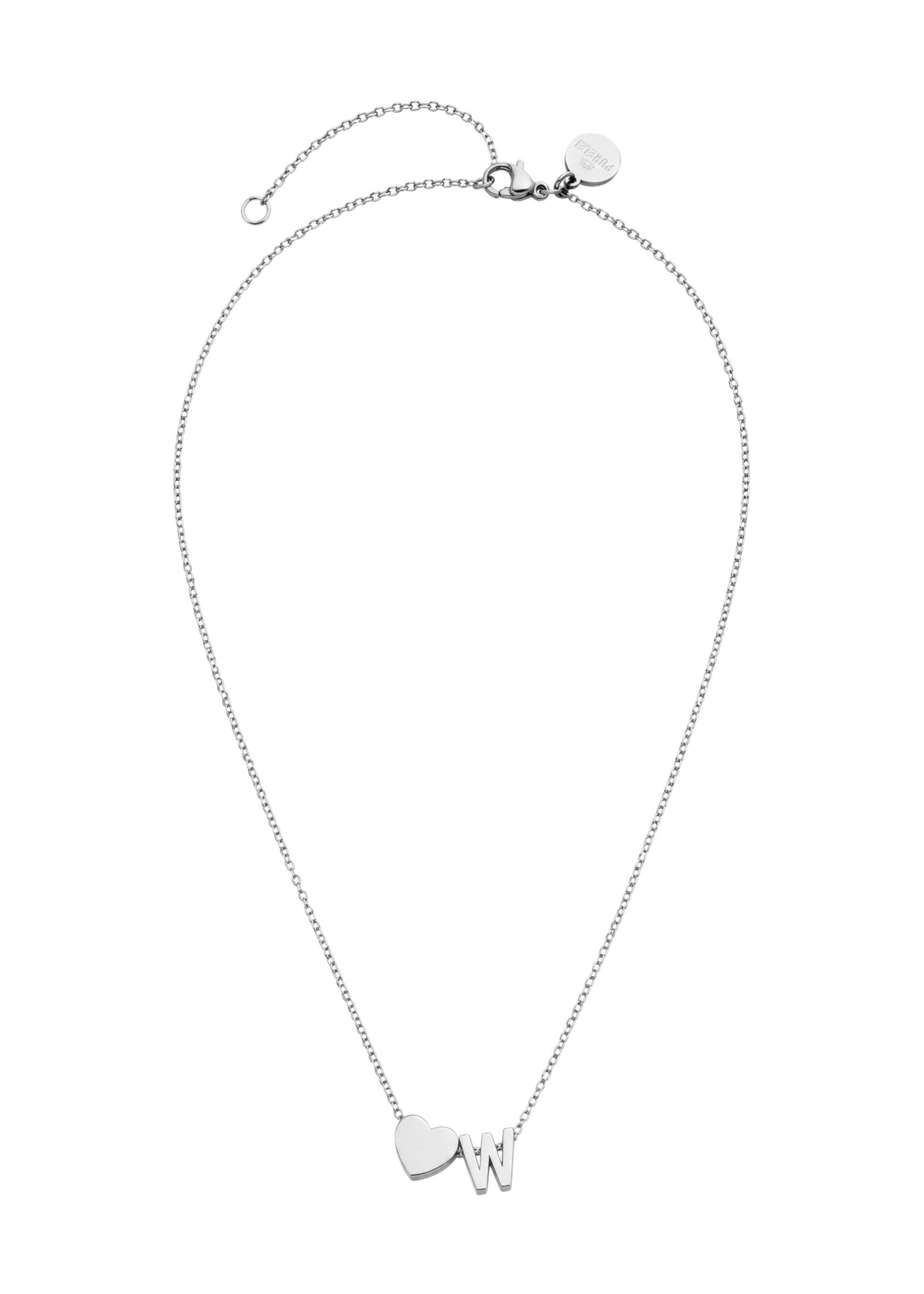 PURELEI - Cadena 'Letter Heart W' en plata: frente