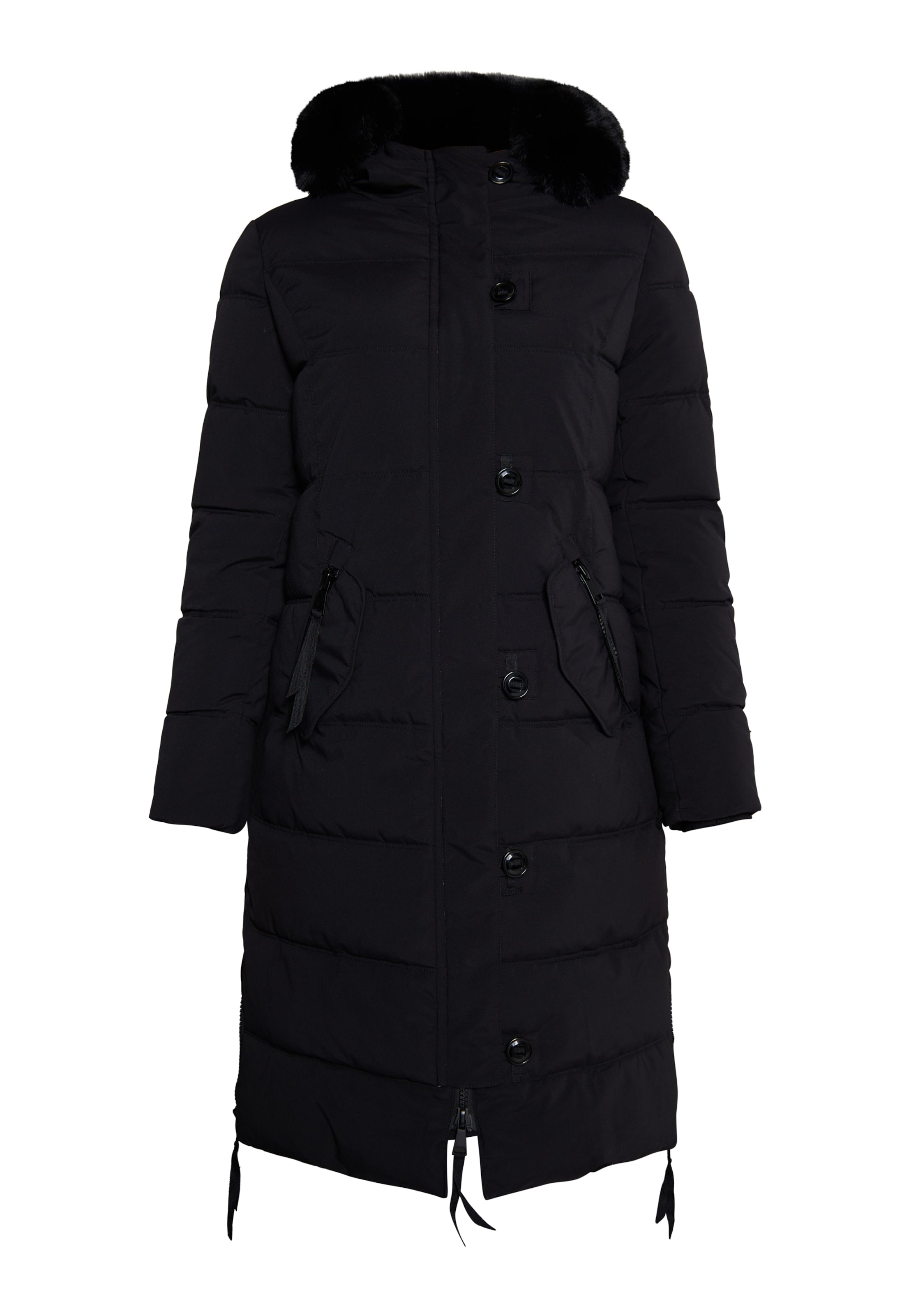 MYMO Pitkä talvitakki värissä musta: etupuoli