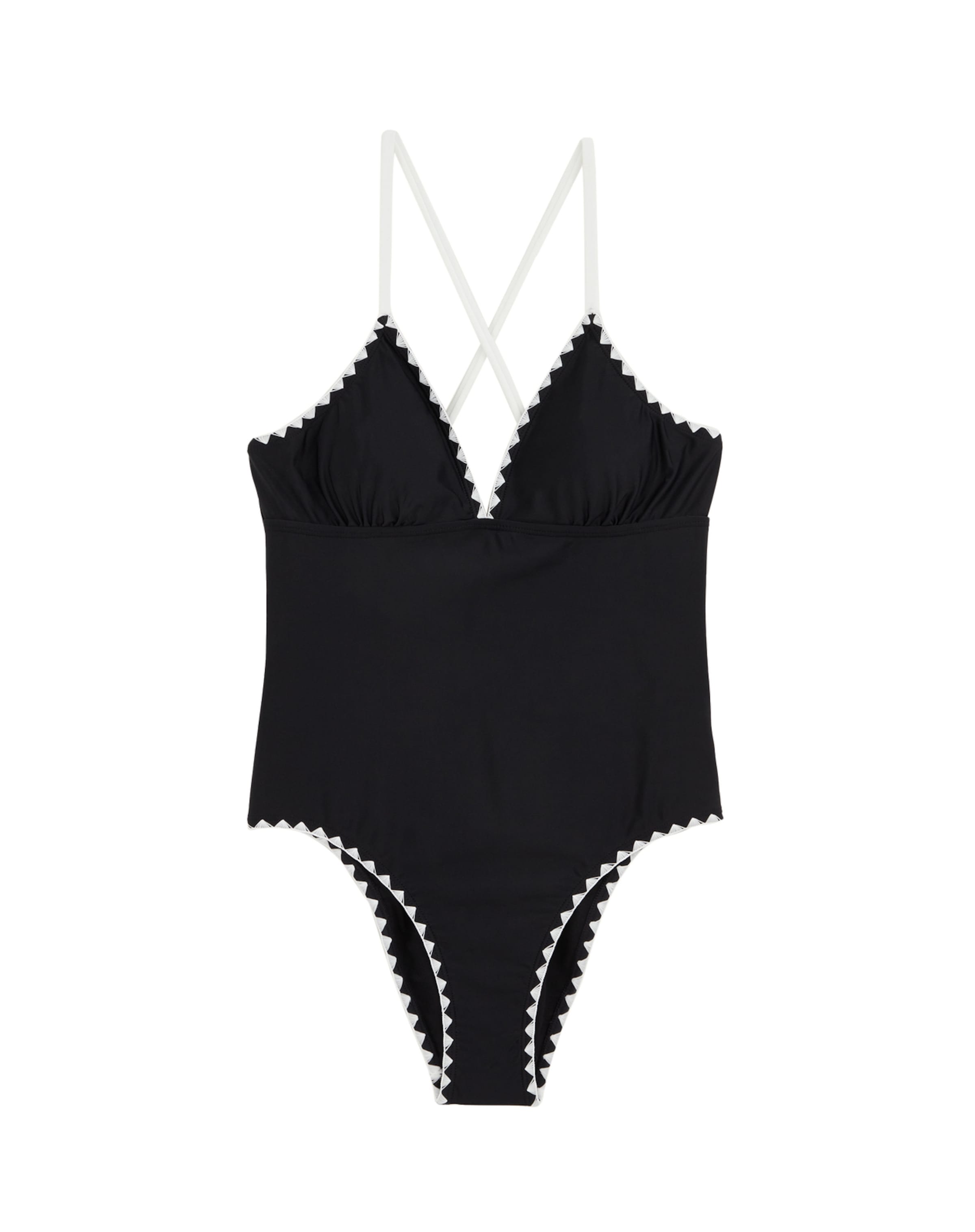 WE Fashion Τρίγωνο Ολόσωμο μαγιό σε μαύρο: μπροστά