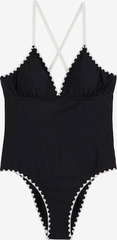 WE FashionTrokutasti Jednodijelni kupaći kostim - crna boja: prednji dio