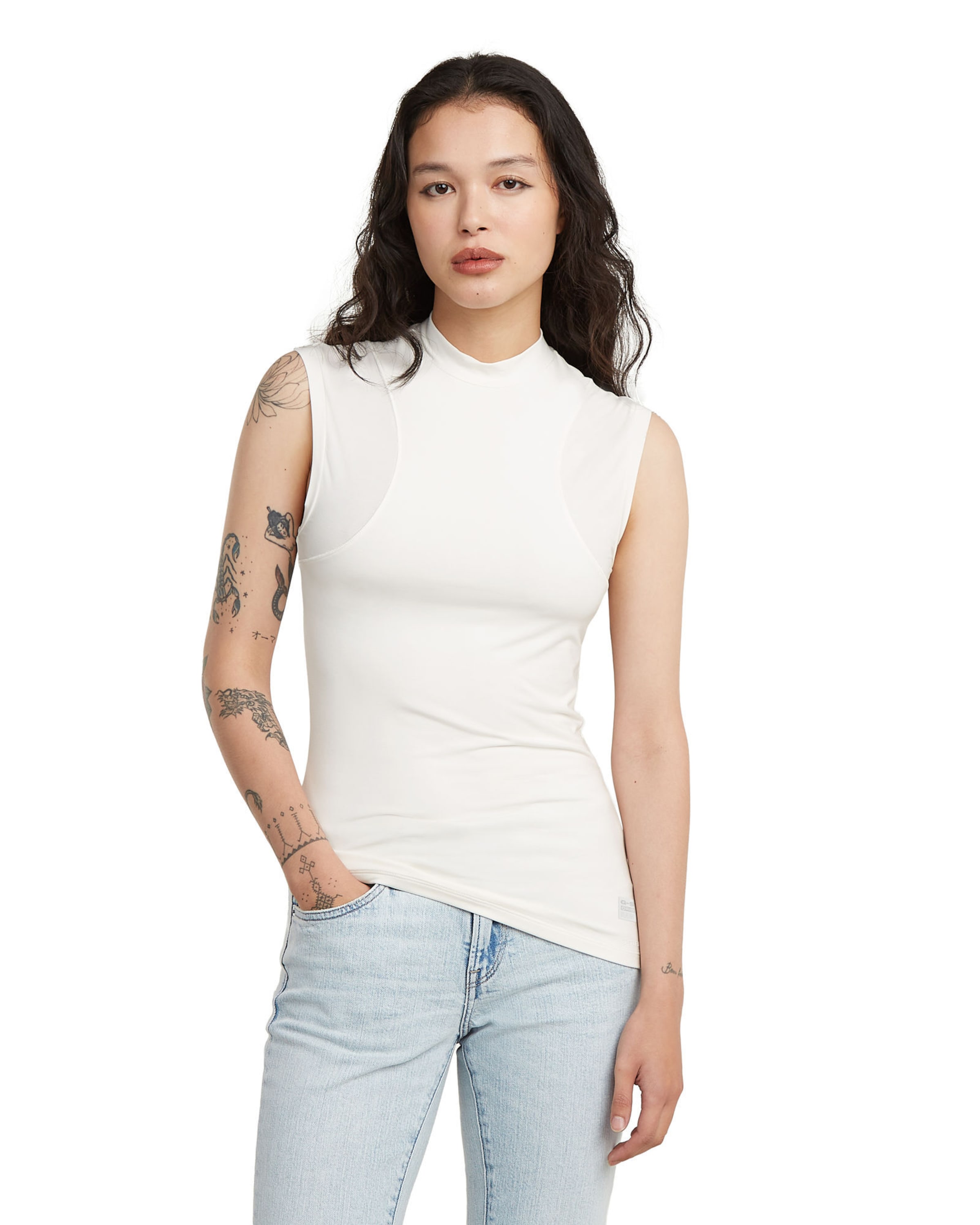 G-STAR Top '2nd Skin Mock ' in White: front