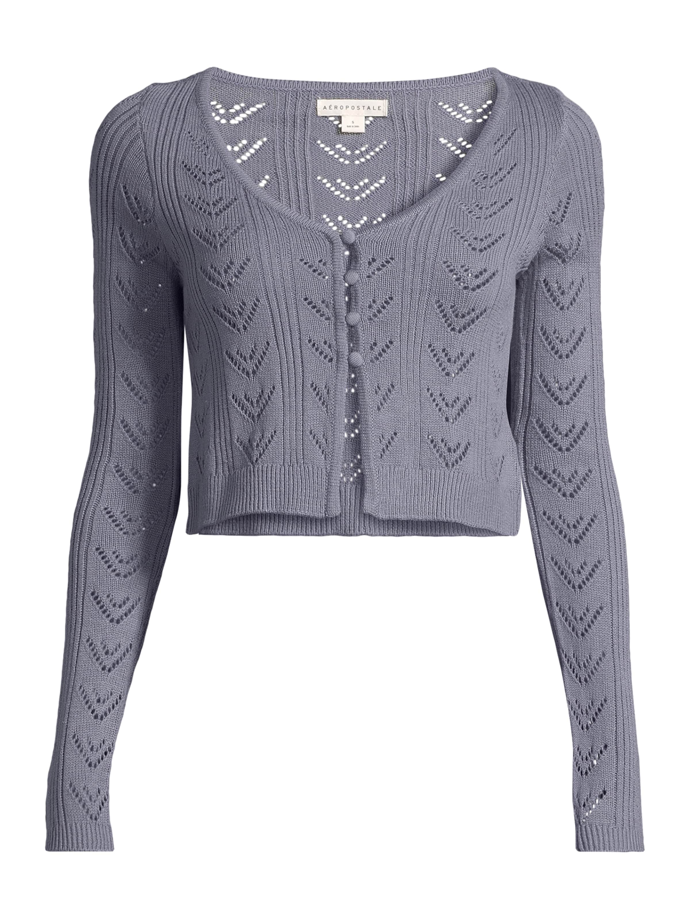 AÉROPOSTALE Pletena jopa | siva barva: sprednja stran