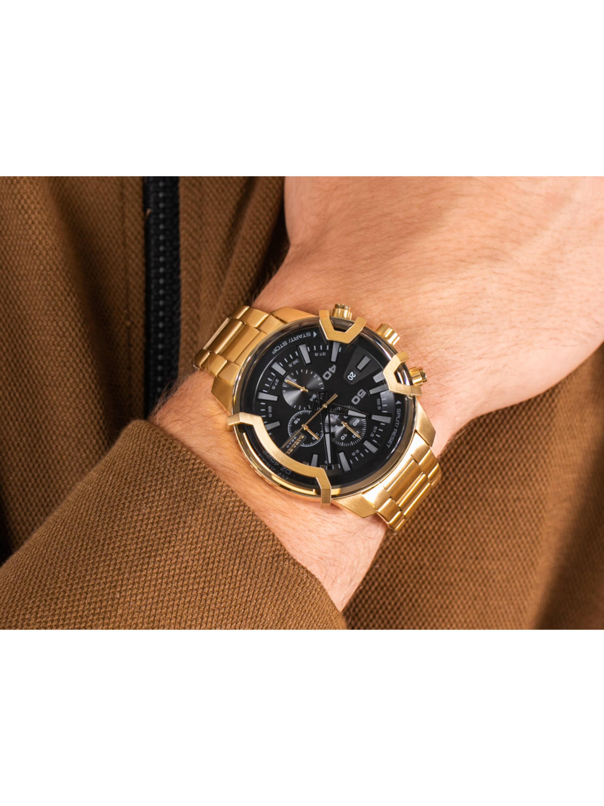 DIESEL Analog watch 'Montre Homme Diesel Griffed Chronograph DZ4522' in Gold