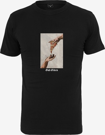 Tricou 'God Given Pizza' de la Mister Tee pe negru: față