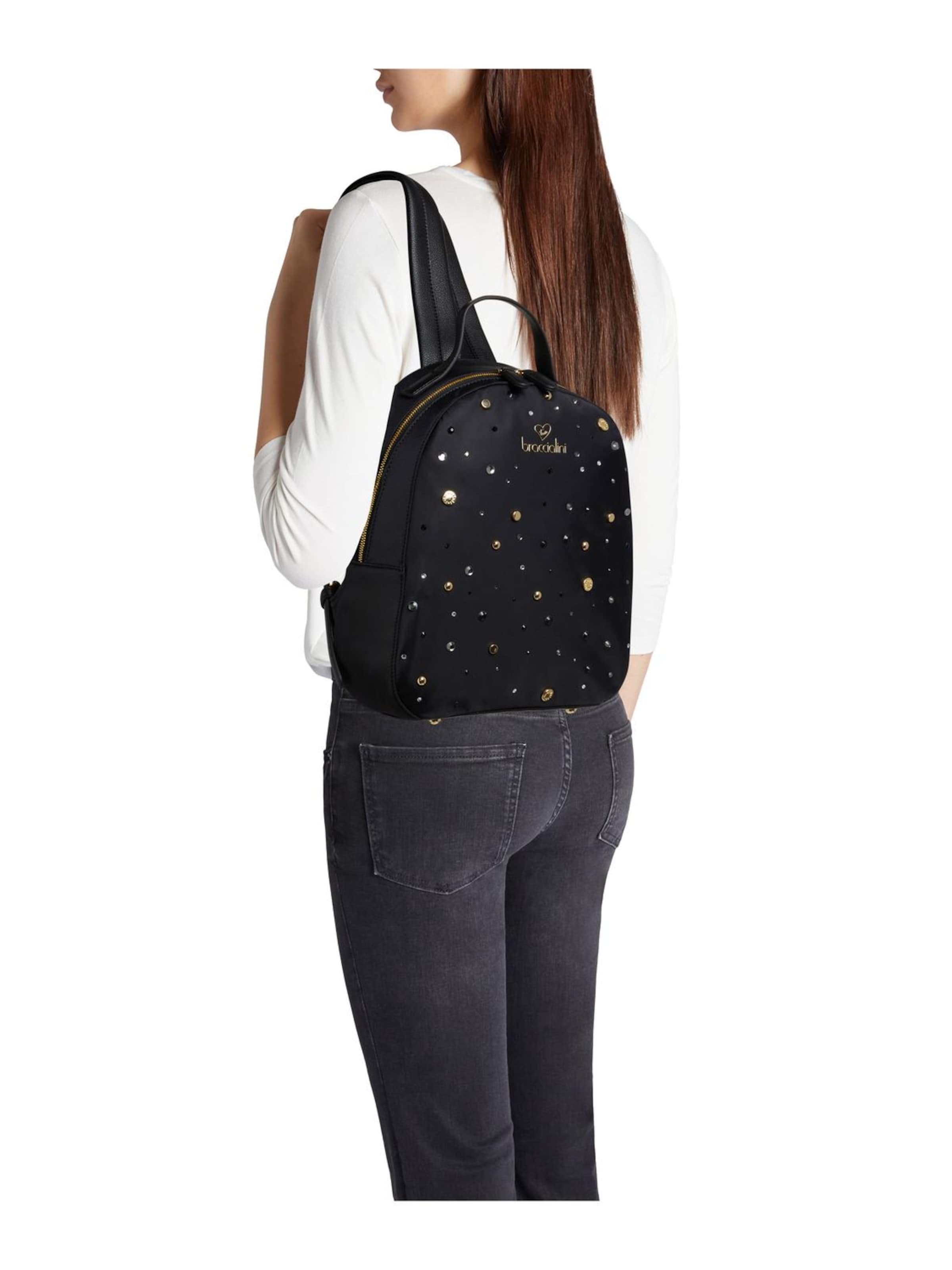 Braccialini Backpack 'Beth Strass' in Black: front