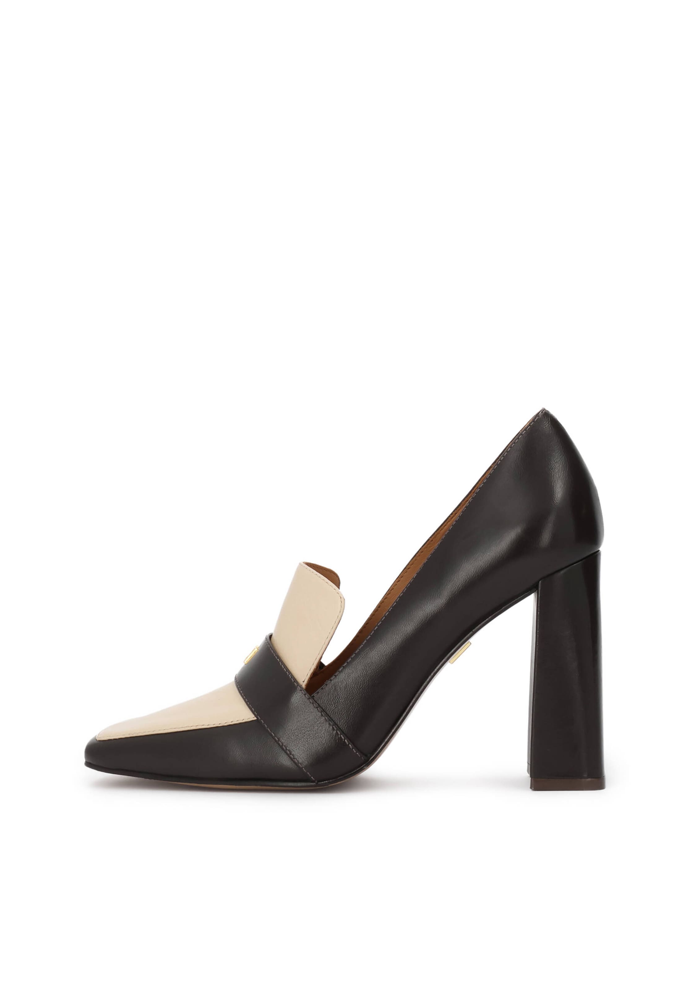 Décolleté con zeppa frontale di Kazar in marrone: frontale