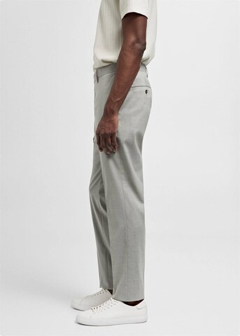 MANGO MAN Regular Pleat-Front Pants 'Paris' in Grey