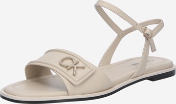 Calvin Klein Regular Sandalen met riem in Grijs: voorkant